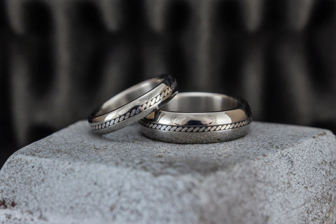 Set alianzas de Titanio y Plata pulidas (04200_4N7N)