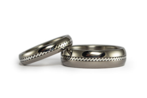 Set alianzas de Titanio y Plata pulidas (04200_4N7N)