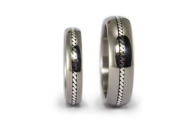 Set alianzas de Titanio y Plata pulidas (04200_4N7N)