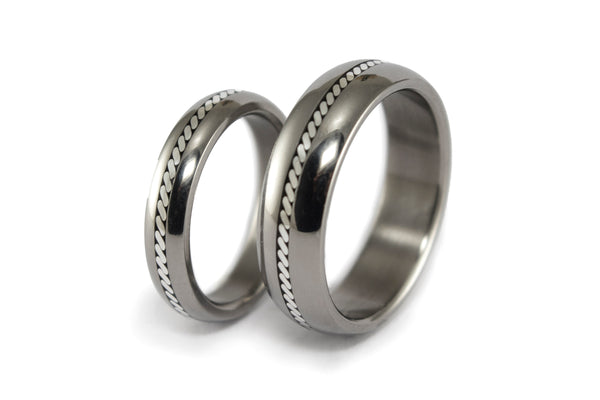 Set alianzas de Titanio y Plata pulidas (04200_4N7N)