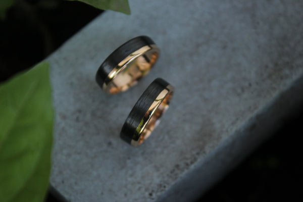 Alianzas de Oro rosa 18k y Fibra de Carbono (00513_5N_6N)