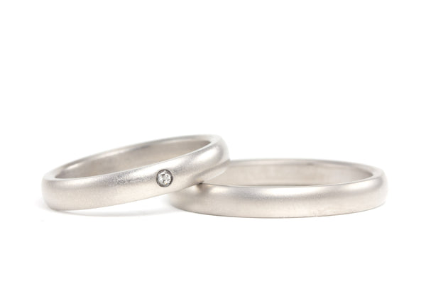 Set alianzas Titanio mate y diamante (00003_3D3N)