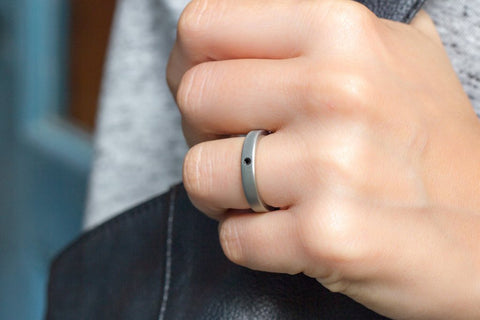Anillo Titanio mate con diamante ( 00002_4Dn)