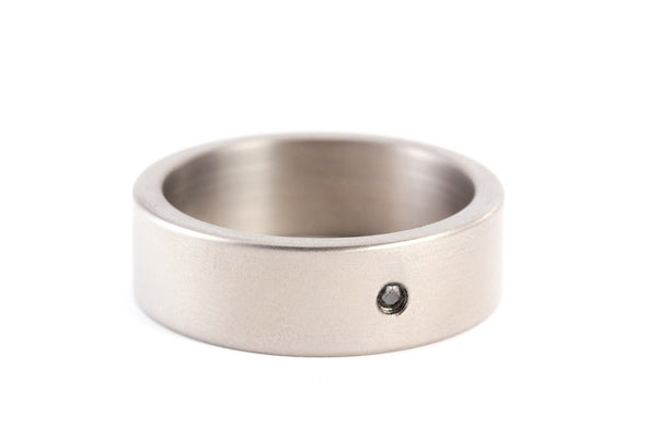 Anillo Titanio mate con diamante (00002_7Dn)