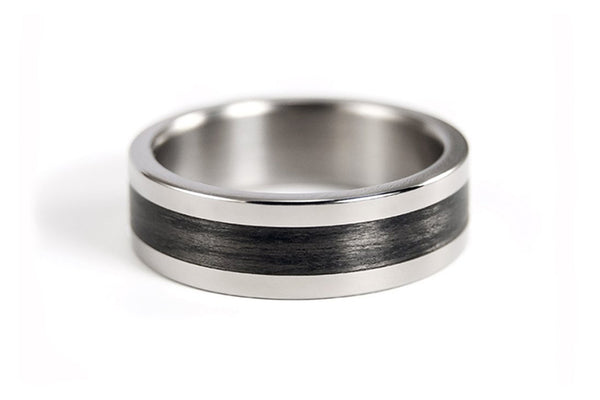 Anillo de Titanio pulido y Fibra de Carbono (00347_7N)