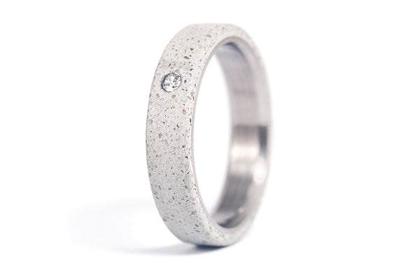 Conjunto de alianzas de Titanio y Concreto gris con Swarovski (00705_4S1_7N)