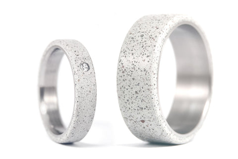 Conjunto de alianzas de Titanio y Concreto gris con Swarovski (00705_4S1_7N)