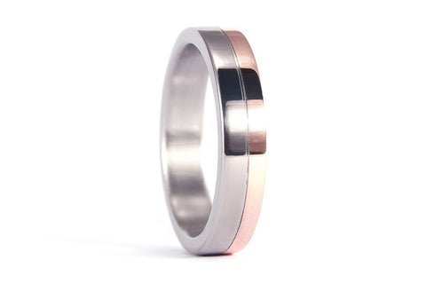 Anillo de Titanio y Oro rosa 18K (00555_6N)