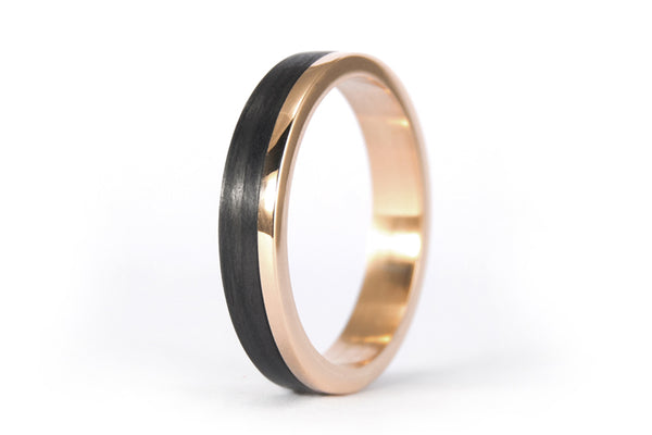 Set de alianzas Oro rosa 18K y Fibra de Carbono con diamante (00444_4D4N)