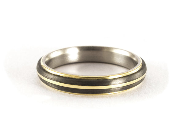 Set de alianzas de Titanio, Oro amarillo 18k y Fibra de Carbono (00559_4N4N)