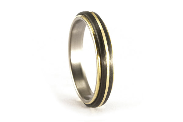 Set de alianzas de Titanio, Oro amarillo 18k y Fibra de Carbono (00559_4N4N)