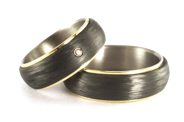 Set de alianzas de Titanio, Oro amarillo 18k y Fibra de Carbono (00422_7N7S3)