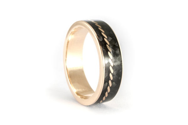 Anillo de Oro 18K y Fibra de Carbono (44707)