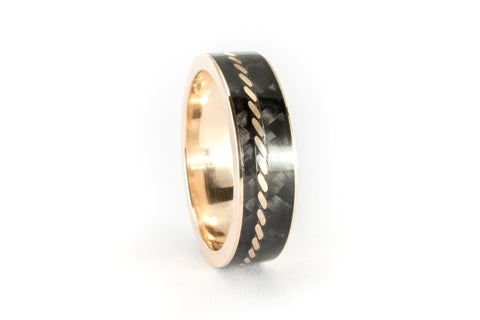 Anillo de Oro 18K y Fibra de Carbono (44707)