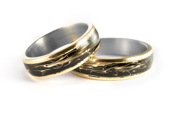 Set de alianzas de Titanio y Oro amarillo 18k (04706_5N6N)