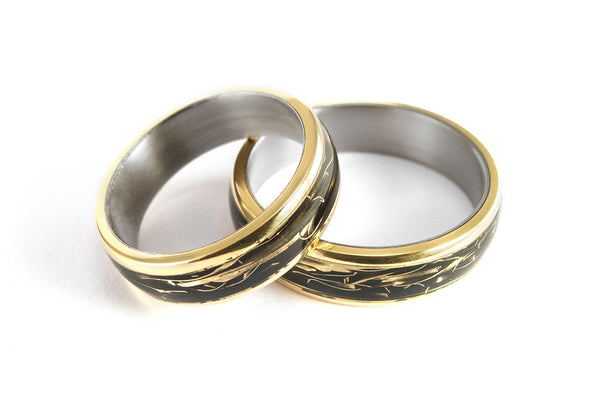Set de alianzas de Titanio y Oro amarillo 18k (04706_5N6N)