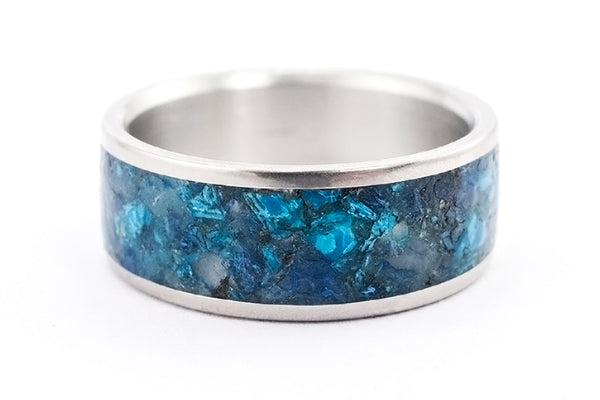 Anillo de Titanio y Piedra semi preciosa Crisocola (03227_8N)