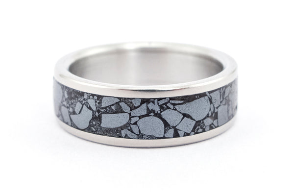 Anillo de Titanio y Piedras semi preciosas Hematita (03230_7N)