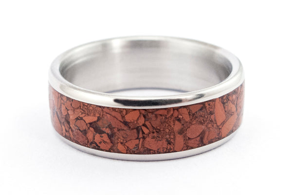 Anillo de Titanio y Piedras semi preciosas Jaspe Rojo (03231_7N)