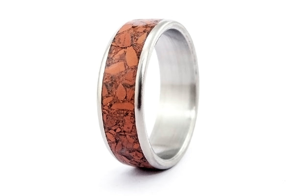 Anillo de Titanio y Piedras semi preciosas Jaspe Rojo (03231_7N)