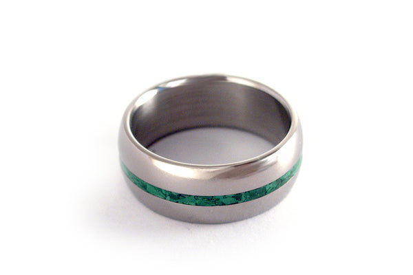 Anillo de Titanio y Piedra semi preciosa Malaquita (03235_7N)